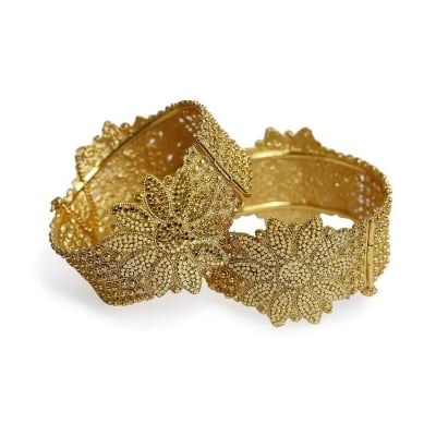 Picture of Gold Plated Mantasaha Bangles For Women- 2 Pcs-Adjustable-2pis Gold Plated Cur