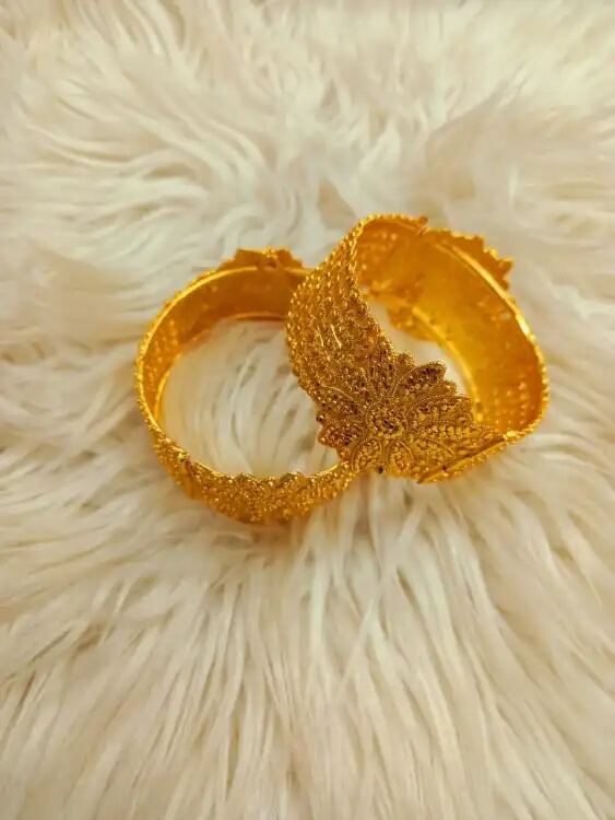 Picture of Gold Plated Mantasaha Bangles For Women- 2 Pcs-Adjustable-2pis Gold Plated Cur