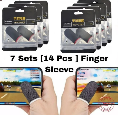 Picture of 7 Pair (14 Pcs ) Breathable Mobile Finger Sleeves / Finger Sleeves / Press Trigger Game Controller Sweatproof Gloves for Mobile Gaming / Finger Sleeves - Finger Sleeve-Black