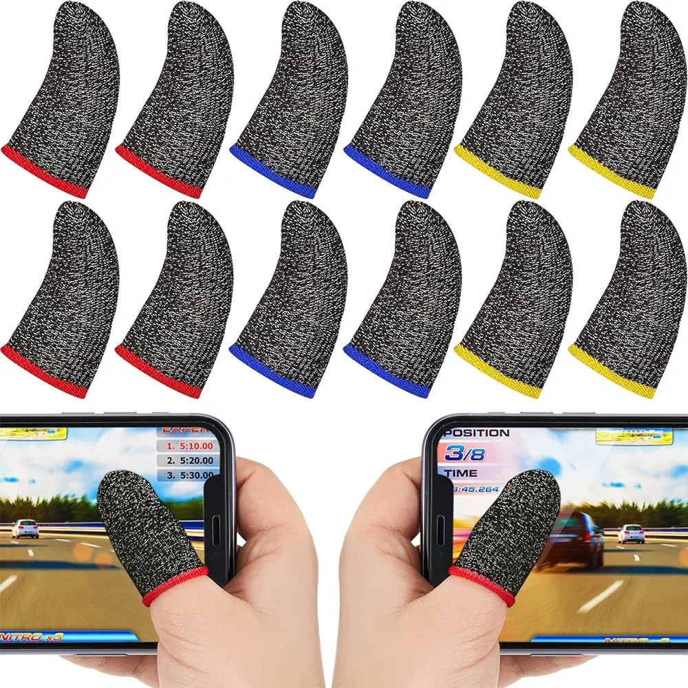 Picture of 7 Pair (14 Pcs ) Breathable Mobile Finger Sleeves / Finger Sleeves / Press Trigger Game Controller Sweatproof Gloves for Mobile Gaming / Finger Sleeves - Finger Sleeve-Black