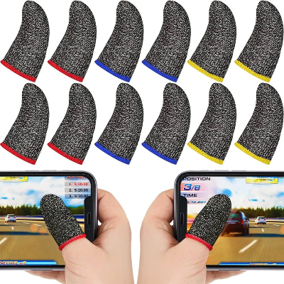 Picture of 7 Pair (14 Pcs ) Breathable Mobile Finger Sleeves / Finger Sleeves / Press Trigger Game Controller Sweatproof Gloves for Mobile Gaming / Finger Sleeves - Finger Sleeve-Black