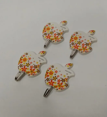 Picture of Apple Shape Wall Hooks Hanger With Adhesive Multicolor 4 PCS Set-random 4pcs