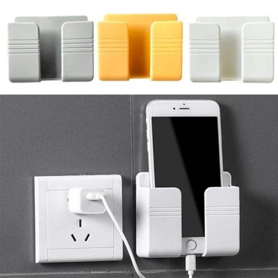 Picture of Mobile Phone Charging Hanging Holder Multifunction Wall Mounted Plug Bracket Remote Control Mounted Storage Box-Multicolor