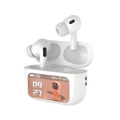 Picture of App Version A9 Pro Touch Screen Display Airpods with ANC ENC TWS Earbuds iOS and Android App Supported Airpods Fere Fit App-White