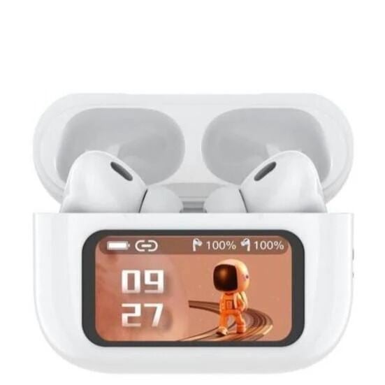Picture of App Version A9 Pro Touch Screen Display Airpods with ANC ENC TWS Earbuds iOS and Android App Supported Airpods Fere Fit App-White