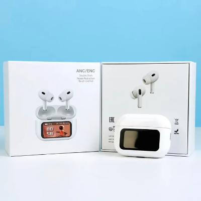 Picture of App Version A9 Pro Touch Screen Display Airpods with ANC ENC TWS Earbuds iOS and Android App Supported Airpods Fere Fit App-White