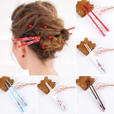 Picture of Wooden Hair Bun stick for women and girls Hair stick 2pc Multicolour (18) - Multicolor