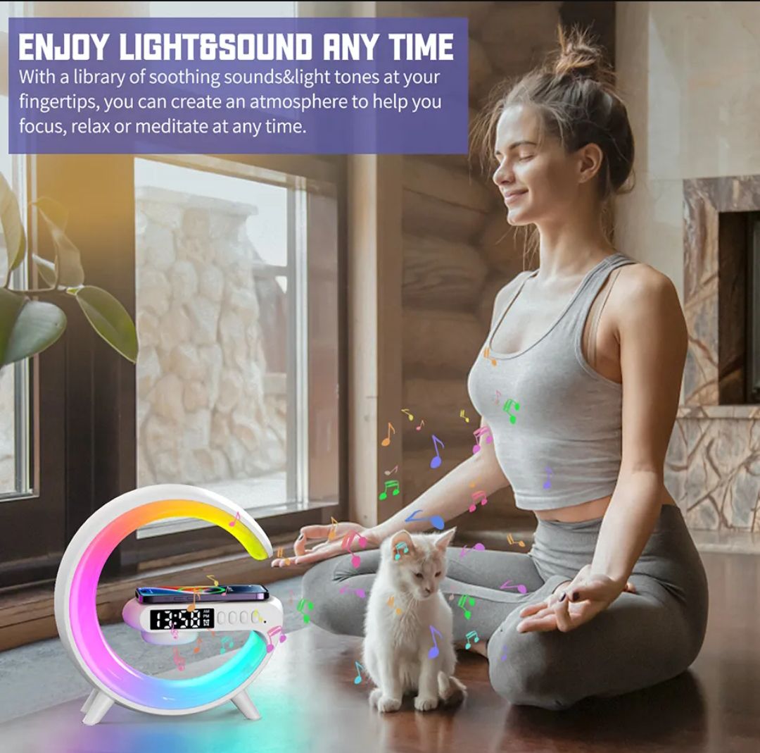 Picture of G63 Smart Lamp with wareless charging buildin spicker alarm clock rgb lighting clock & more degital device new generation