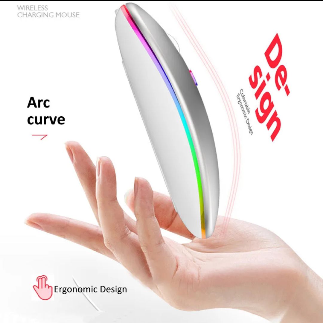 Picture of Wareless Bluetooth Mouse For Smartphone Computer Laptops And Tablet Smart Device Backlit Mouse Gameing Vibes Lite Weight - White