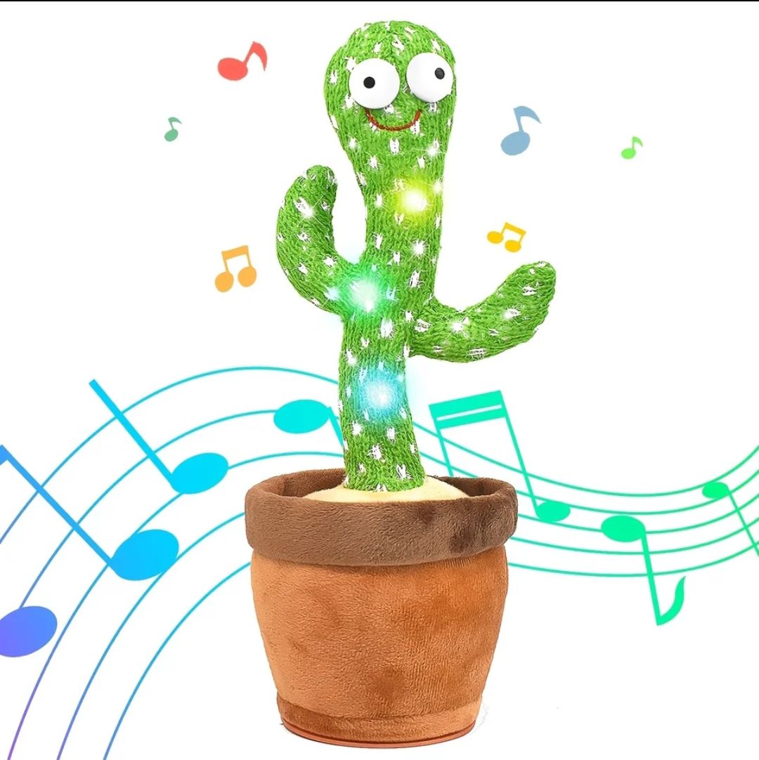 Picture of Danceing Cactus Electronics Plush Toy Soft Plush Doll For Baby Playing Item with voice repited & 120 music build in - Green