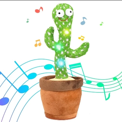 Picture of Danceing Cactus Electronics Plush Toy Soft Plush Doll For Baby Playing Item with voice repited & 120 music build in - Green