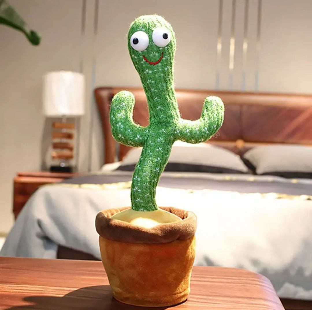Picture of Danceing Cactus Electronics Plush Toy Soft Plush Doll For Baby Playing Item with voice repited & 120 music build in - Green