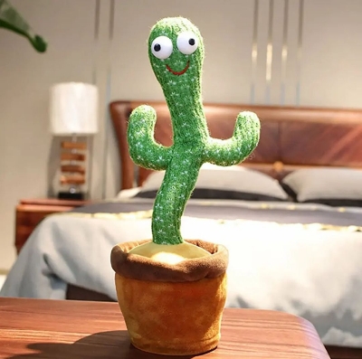 Picture of Danceing Cactus Electronics Plush Toy Soft Plush Doll For Baby Playing Item with voice repited & 120 music build in - Green