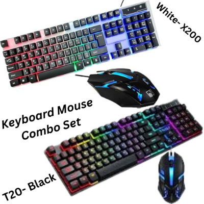 Picture of X200 Keyboard Mouse Gameing Combo Set Or T20 Keyboard Mouse Gameing Combo Set Or Only Keyboard For Computer & Laptom High Quality Backlit Keyboard Mouse (X200 Combo White)