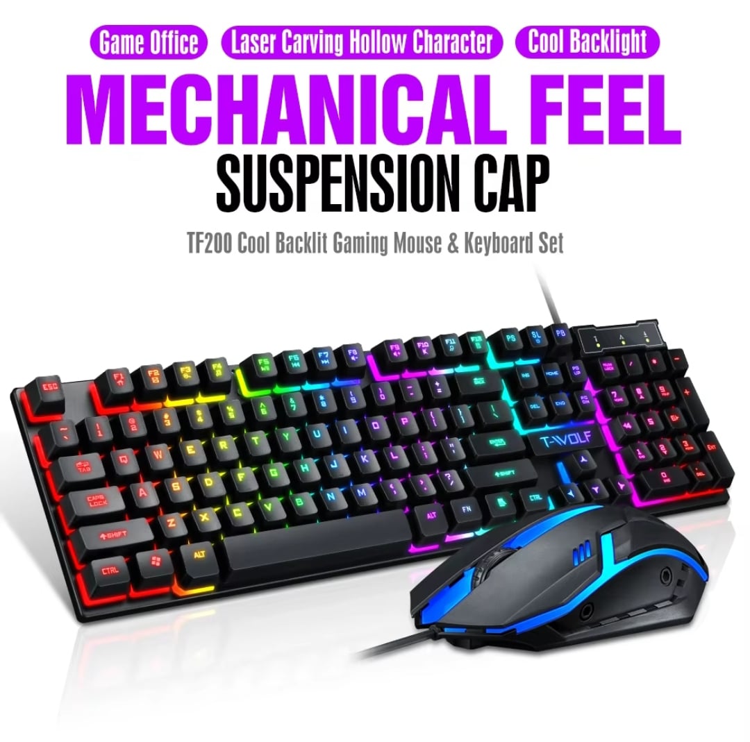 Picture of X200 Keyboard Mouse Gameing Combo Set Or T20 Keyboard Mouse Gameing Combo Set Or Only Keyboard For Computer & Laptom High Quality Backlit Keyboard Mouse (X200 Combo White)