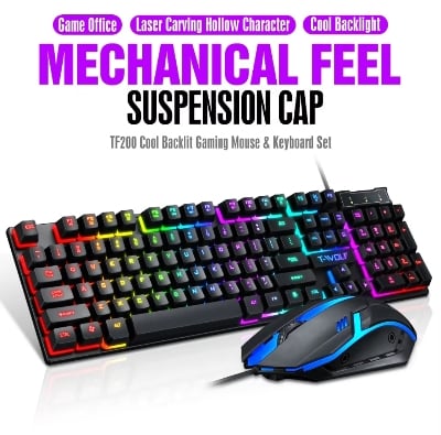 Picture of X200 Keyboard Mouse Gameing Combo Set Or T20 Keyboard Mouse Gameing Combo Set Or Only Keyboard For Computer & Laptom High Quality Backlit Keyboard Mouse (X200 Combo White)