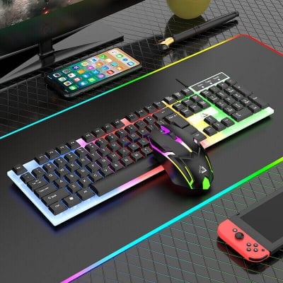 Picture of X200 Keyboard Mouse Gameing Combo Set Or T20 Keyboard Mouse Gameing Combo Set Or Only Keyboard For Computer & Laptom High Quality Backlit Keyboard Mouse (X200 Combo White)