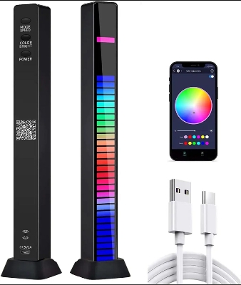Picture of RGB Rechargable Musuc & Voice Control Smart Light Stick For Table & Decoration Colourful Danceing Light High Quality Material - Black
