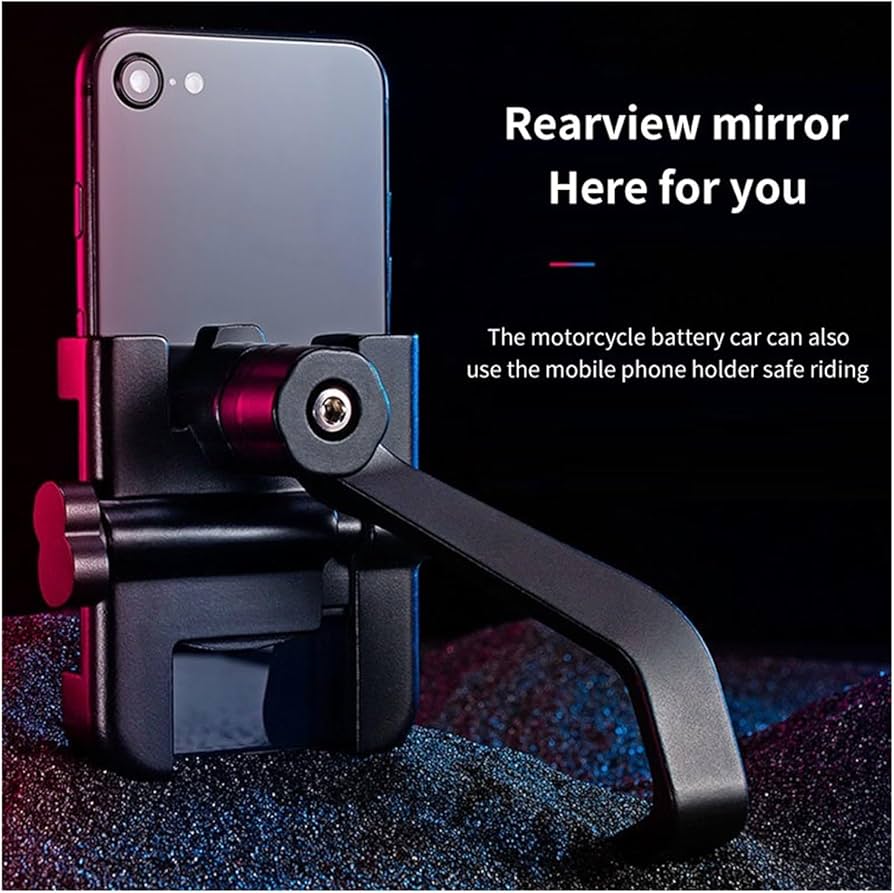 Picture of 360° Universal Mount For Bike Mirror Mobile Holder Stand For All Smartphones High Quality Aluminum Material Black Colour For Left And Right Mirror Attached System Mount - Black