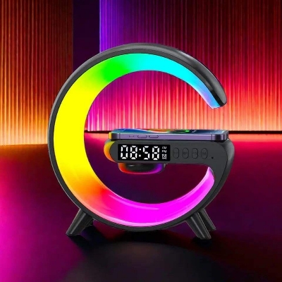 Picture of G63 Bluetooth Control Spicker Lamp Wairless Charger Alarm clock For Room Decorations Table & Bed Side Lamp - White