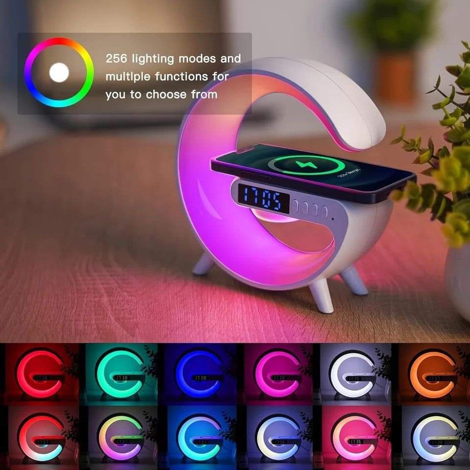 Picture of G63 Bluetooth Control Spicker Lamp Wairless Charger Alarm clock For Room Decorations Table & Bed Side Lamp - White