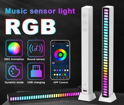 Picture of Music Sensor Light 18 Rythom 32 Beat LED RGB Light For Task And Table High Quality Beat Light For Decorations - White