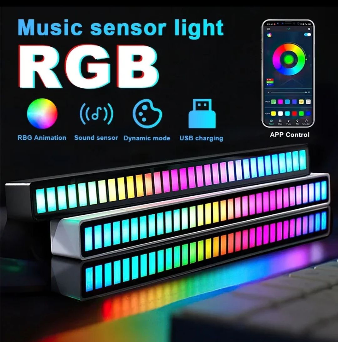 Picture of Music Sensor Light 18 Rythom 32 Beat LED RGB Light For Task And Table High Quality Beat Light For Decorations - White