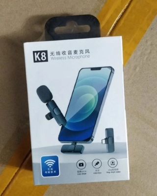 Picture of K8 Wireless Bluetooth Microphone Type-C for Smartphones, Clear Sound - Black