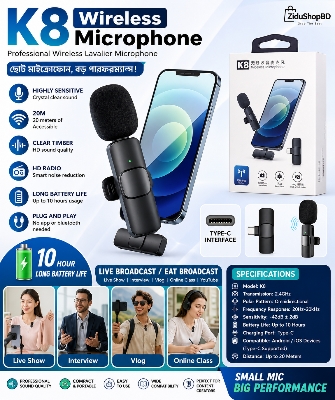 Picture of K8 Best Quality Wireless Microphone Bluetooth System Mic For Smartphone Type-C
