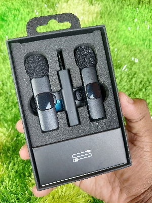 Picture of K35 DUAL WIRELESS DYNAMIC MICROPHONE WITH NOISE CANCELLING For Smartphone DSLR And All Others Audio 3.5mm Jack Support