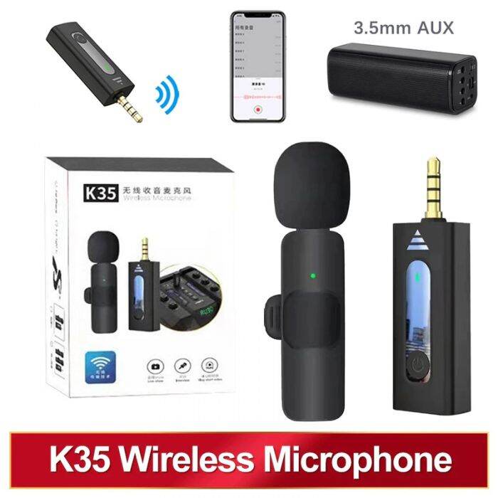 Picture of K35 DUAL WIRELESS DYNAMIC MICROPHONE WITH NOISE CANCELLING For Smartphone DSLR And All Others Audio 3.5mm Jack Support