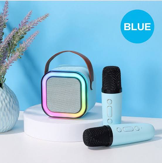 Picture of (Duel Mic) K12 Professional wireless microphone RGB Colorful Light Singing Karaoke Speaker Bluetooth-Compatible 5.3 Support 3.5mm Earphone Any One Colour - Multicolor