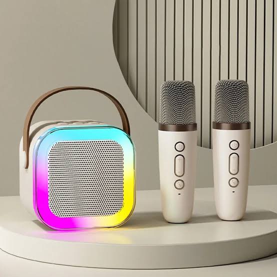 Picture of (Duel Mic) K12 Professional wireless microphone RGB Colorful Light Singing Karaoke Speaker Bluetooth-Compatible 5.3 Support 3.5mm Earphone Any One Colour - Multicolor