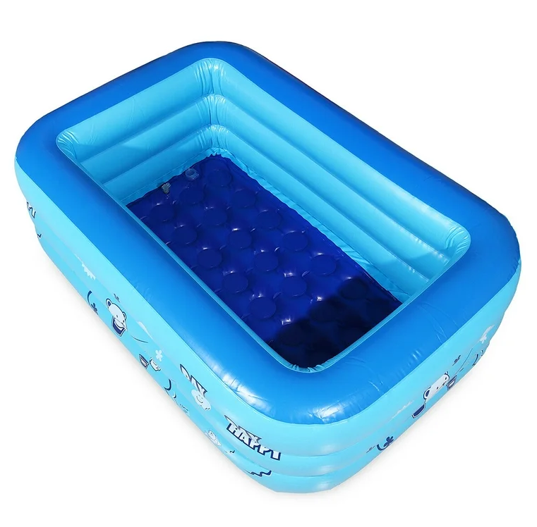 Picture of 120cm Inflatable Swimming Pool Large Family Pools 120cm Rectangle Framed Children Swimming Pool Summer Outdoor Kids Baby Bathtub Toys - Blue