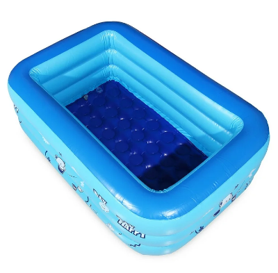 Picture of 120cm Inflatable Swimming Pool Large Family Pools 120cm Rectangle Framed Children Swimming Pool Summer Outdoor Kids Baby Bathtub Toys - Blue