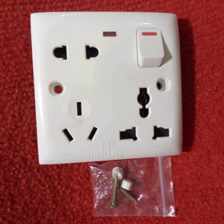 Picture of THIN PIN 8 Pin Combined Switch Board Power Switch 3Pin 2Pin Combined Socket 250V 16A 8 Pin Combined Socket Wall Socket Gang Switch Socket - White