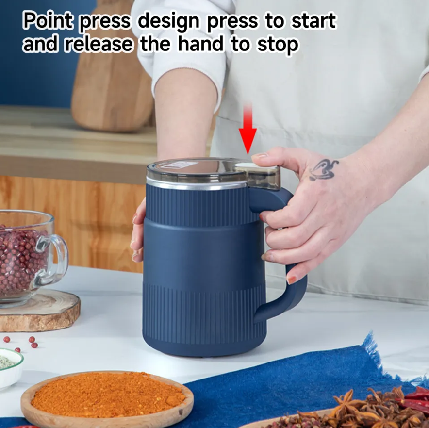 Picture of Multifunctional Electric Grinder Machine Powder Grinding Machine High Speed Electric Coffee Grinder with Large Capacity Kitchen Herb Spice Bean Mill Machine for Home Use Electric Grinder - Blue