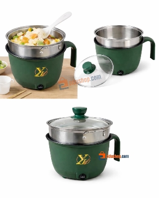 Picture of 1.8L Electric Cooking Pot Multifunctional Nonstick Household Cooking Pot 1-2 Person Single/Double Layer Hot Pot Electric Rice Cooker Machine - Green