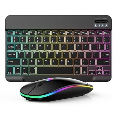 Picture of RGB Backlit Wairless Bluetooth Kyeboard and Mouse Set High Quality Build Material For Laptop Pc Smartphone Tablet & all Smart Device