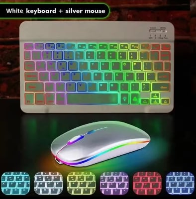 Picture of RGB Backlit Wairless Bluetooth Kyeboard and Mouse Set High Quality Build Material For Laptop Pc Smartphone Tablet & all Smart Device