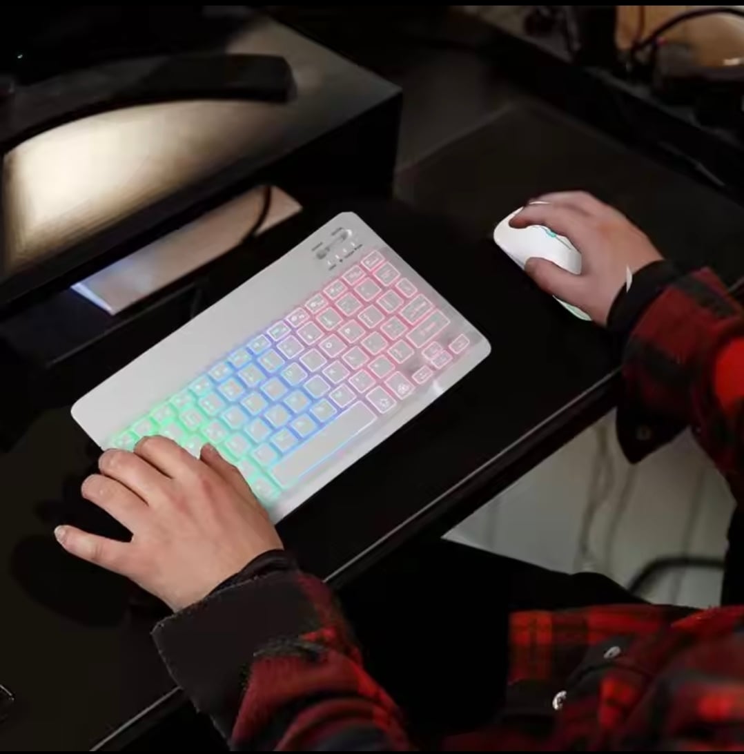 Picture of RGB Backlit Wairless Bluetooth Kyeboard and Mouse Set High Quality Build Material For Laptop Pc Smartphone Tablet & all Smart Device