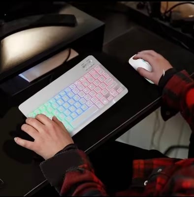 Picture of RGB Backlit Wairless Bluetooth Kyeboard and Mouse Set High Quality Build Material For Laptop Pc Smartphone Tablet & all Smart Device