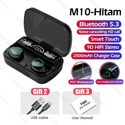 Picture of M10 9D HiFi Surround Sound TWS Headphones Wireless Bluetooth 5.0 Earbuds Sport Waterproof Earphones - Bluetooth Headphone  ● Brand Name:Wiresto ● Vocalism Principle:Dynamic ● Control Button:No ● Active Noise-Cancellation:Yes ● Communication:True Wireless - Black