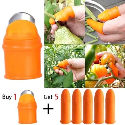 Picture of Silicone Thumb cutterFinger Protector Cutting Gears Vegetable Picking cutter Nipping Plant Leaf Scissors Garden Gloves - Multicolor