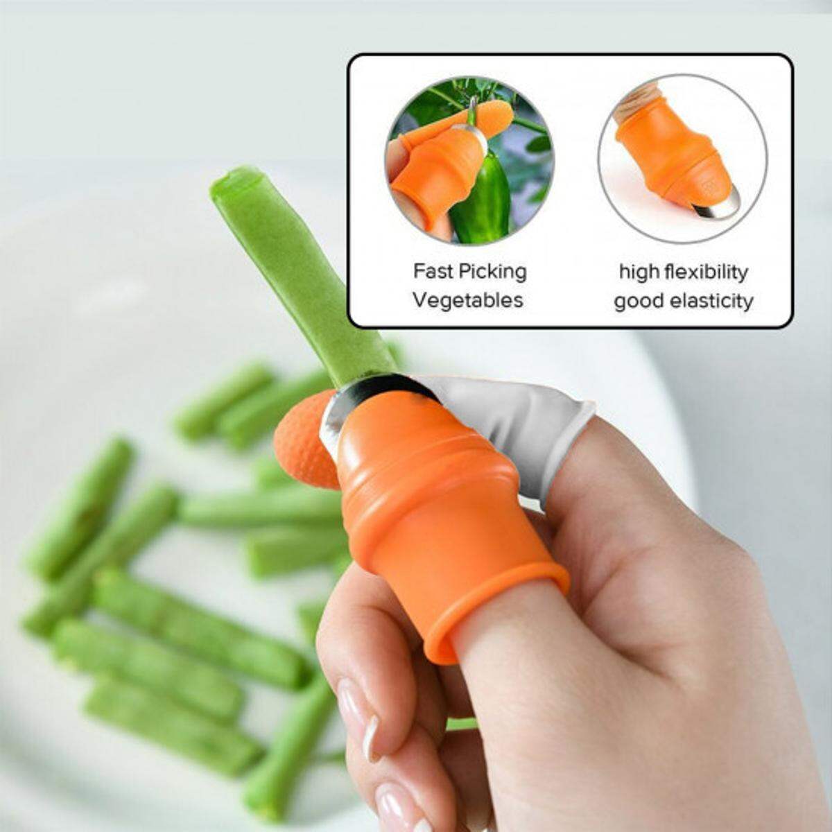 Picture of Silicone Thumb cutterFinger Protector Cutting Gears Vegetable Picking cutter Nipping Plant Leaf Scissors Garden Gloves - Multicolor