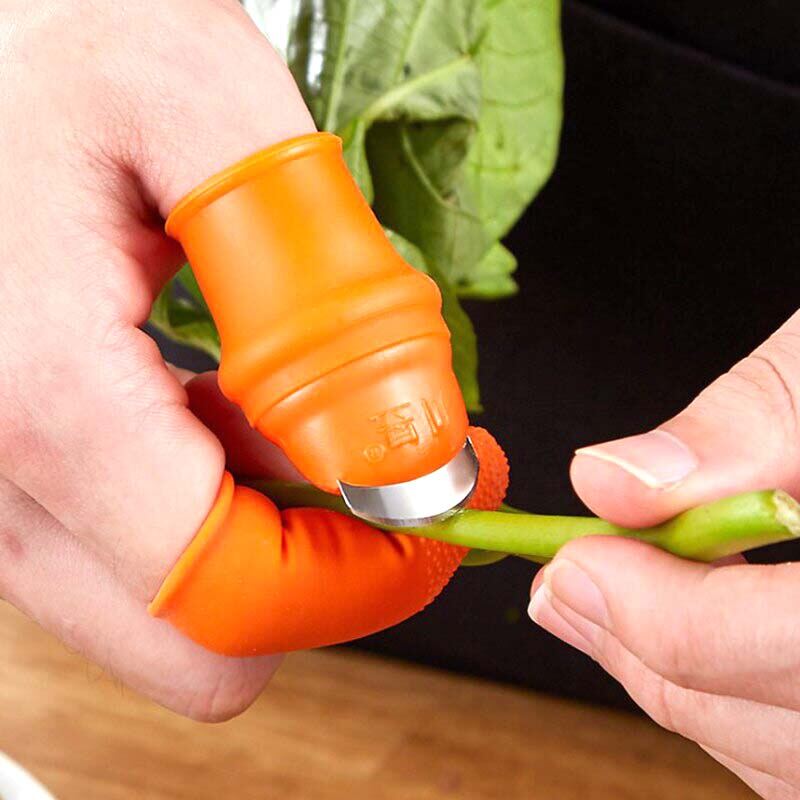 Picture of Silicone Thumb cutterFinger Protector Cutting Gears Vegetable Picking cutter Nipping Plant Leaf Scissors Garden Gloves - Multicolor
