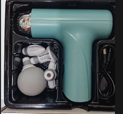 Picture of Portable Massage Gun with 4 Interchangeable Heads & LED Display - Full Body Percussion Massager for Deep Muscle Relaxation - Multicolor