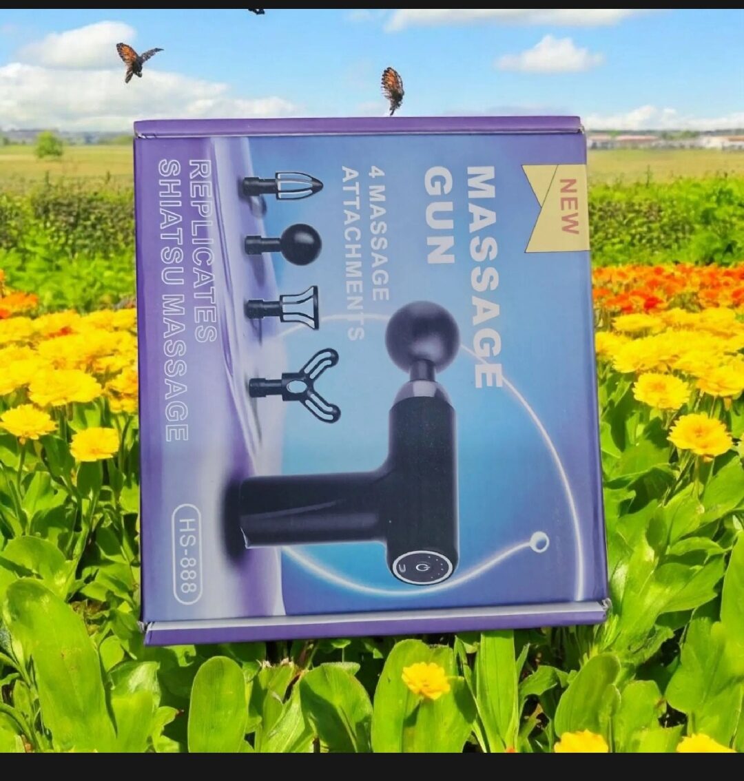 Picture of Portable Massage Gun with 4 Interchangeable Heads & LED Display - Full Body Percussion Massager for Deep Muscle Relaxation - Multicolor