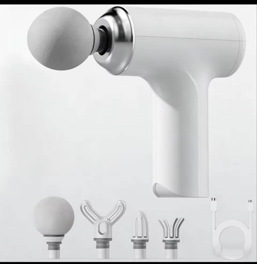 Picture of Portable Massage Gun with 4 Interchangeable Heads & LED Display - Full Body Percussion Massager for Deep Muscle Relaxation - Multicolor
