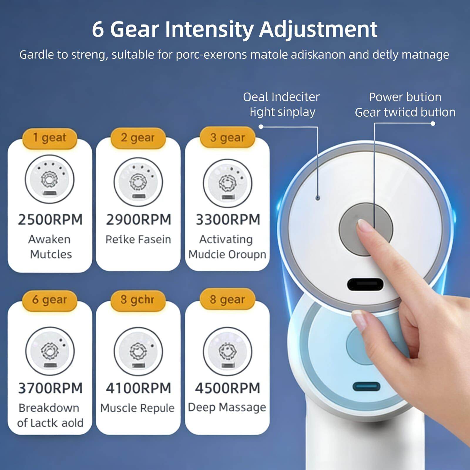 Picture of Portable Massage Gun with 4 Interchangeable Heads & LED Display - Full Body Percussion Massager for Deep Muscle Relaxation - Multicolor